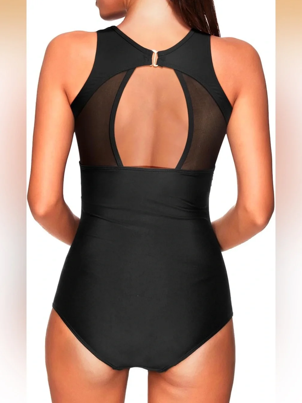 One Piece Swimsuit Tummy Control Mesh Sexy Plunge V Neck L. 1968/8-1